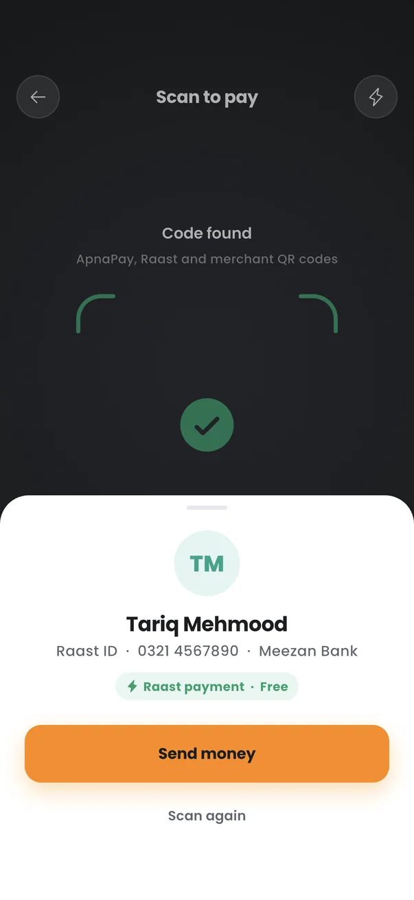 Scan to pay with Raast QR